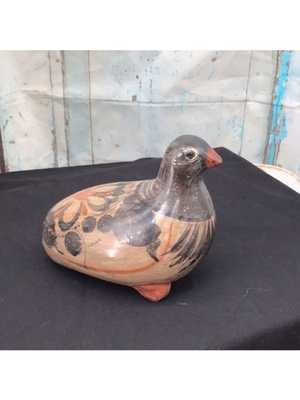 Hand-Painted Ceramic Bird Figurine With Floral Motif Decorative Accent Piece Fol